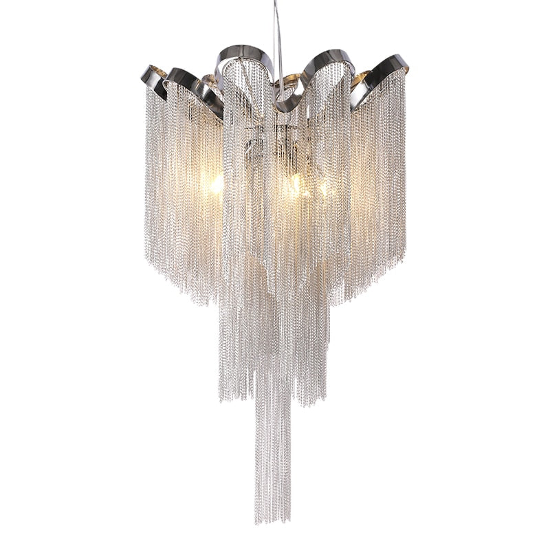 Silver Tassel Aluminum Chain Chandelier