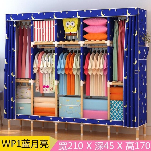 Portable Double Hanger Assembly Adult Canvas Closet