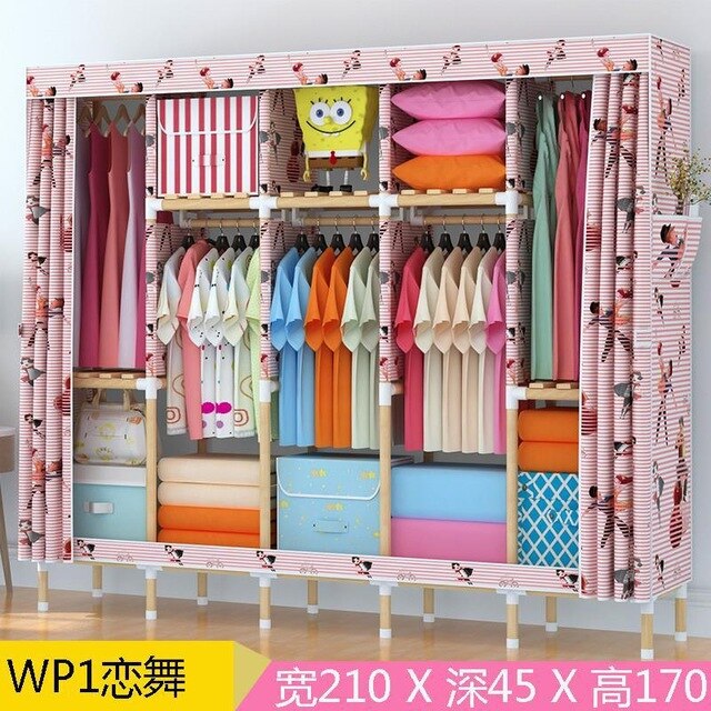 Portable Double Hanger Assembly Adult Canvas Closet
