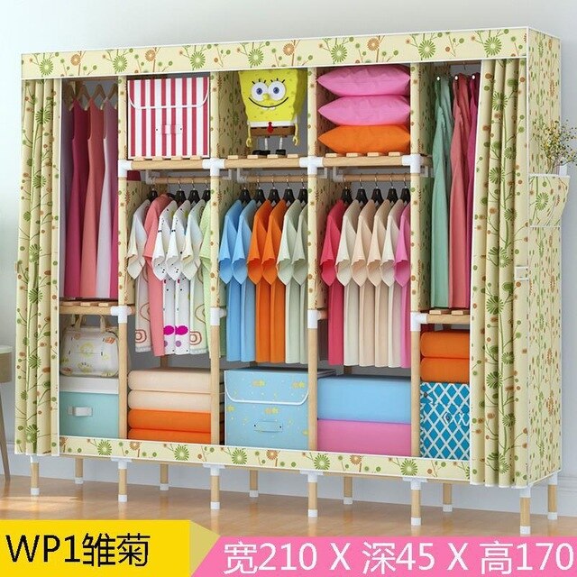 Portable Double Hanger Assembly Adult Canvas Closet