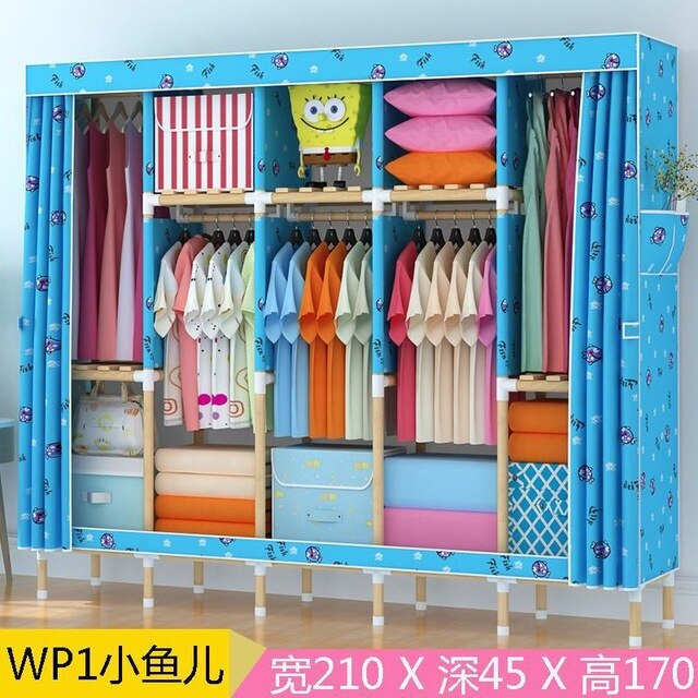 Portable Double Hanger Assembly Adult Canvas Closet