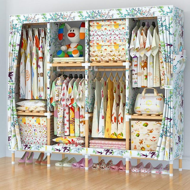 Portable Double Hanger Assembly Adult Canvas Closet