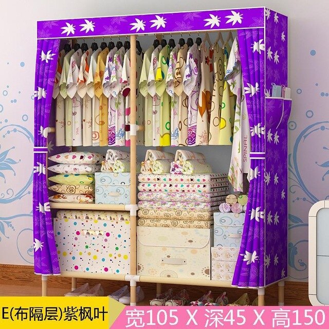 Portable Double Hanger Assembly Adult Canvas Closet