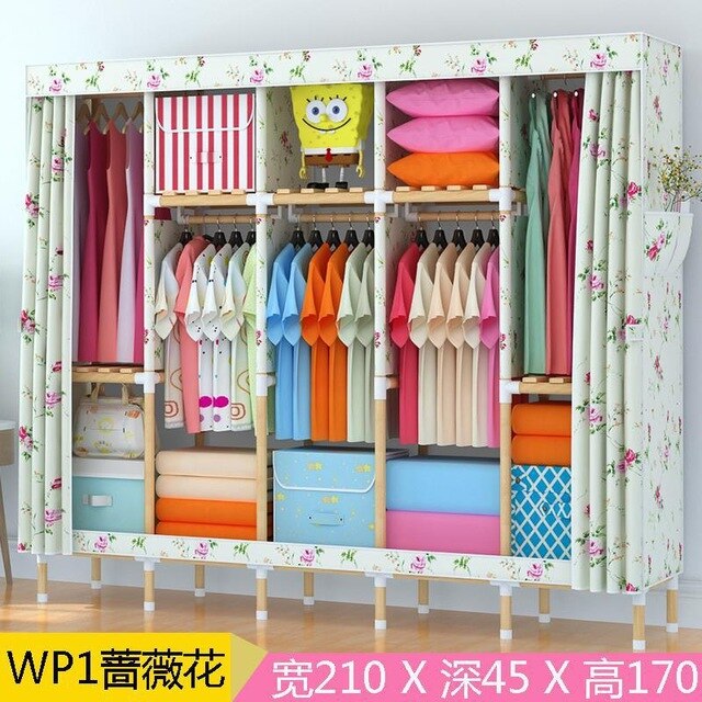 Portable Double Hanger Assembly Adult Canvas Closet