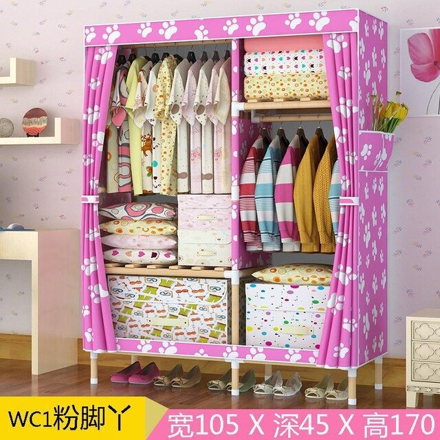 Portable Double Hanger Assembly Adult Canvas Closet