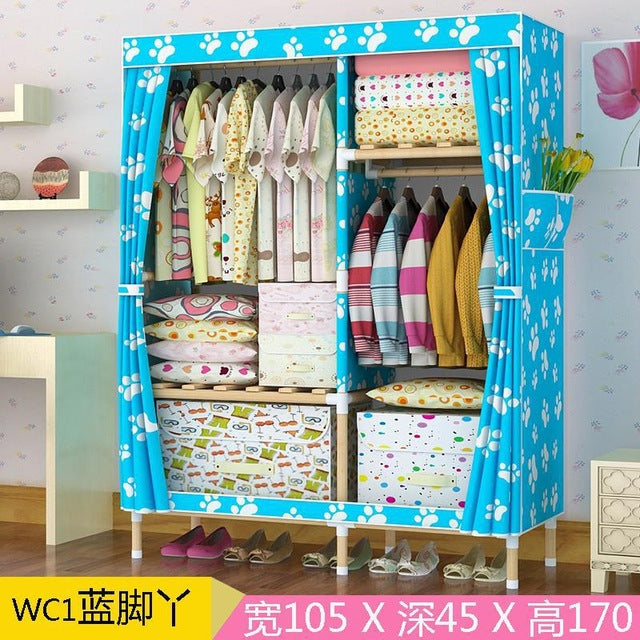 Portable Double Hanger Assembly Adult Canvas Closet