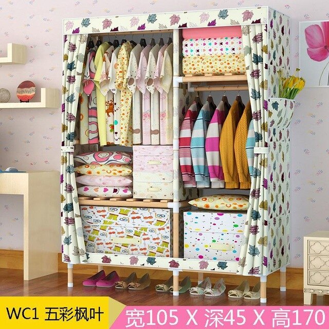 Portable Double Hanger Assembly Adult Canvas Closet