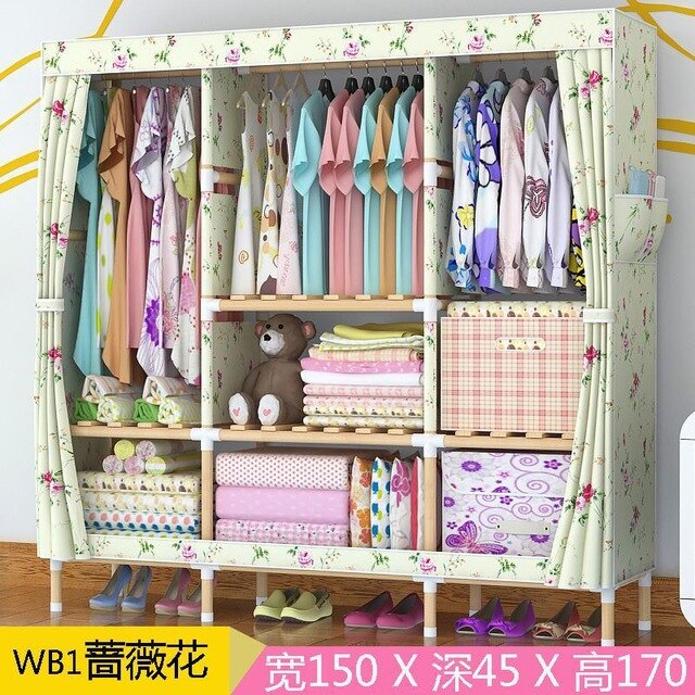 Portable Double Hanger Assembly Adult Canvas Closet