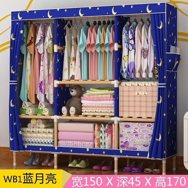 Portable Double Hanger Assembly Adult Canvas Closet