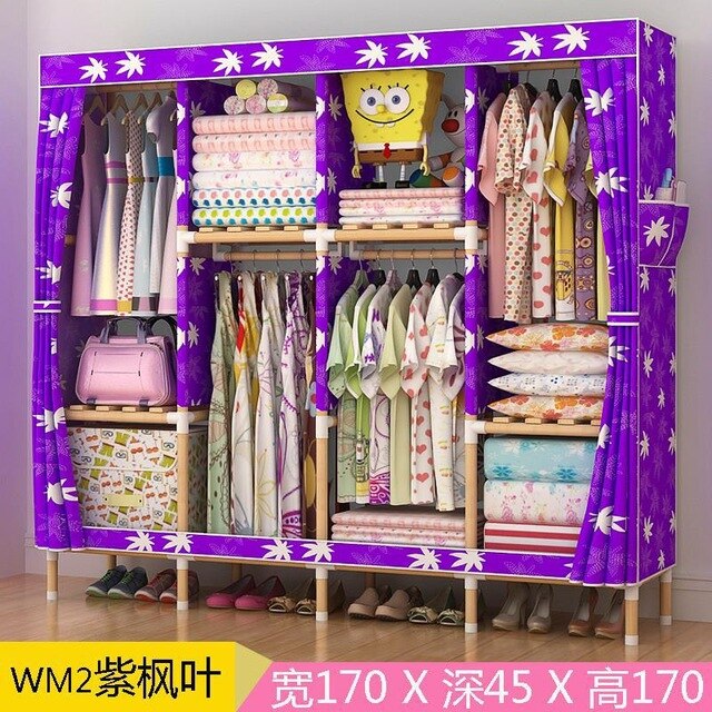 Portable Double Hanger Assembly Adult Canvas Closet