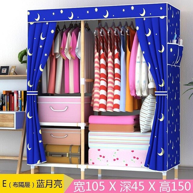 Portable Double Hanger Assembly Adult Canvas Closet