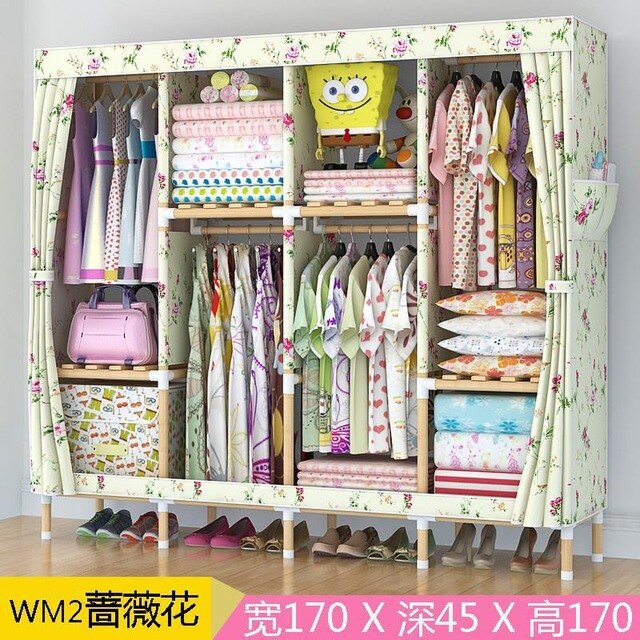 Portable Double Hanger Assembly Adult Canvas Closet