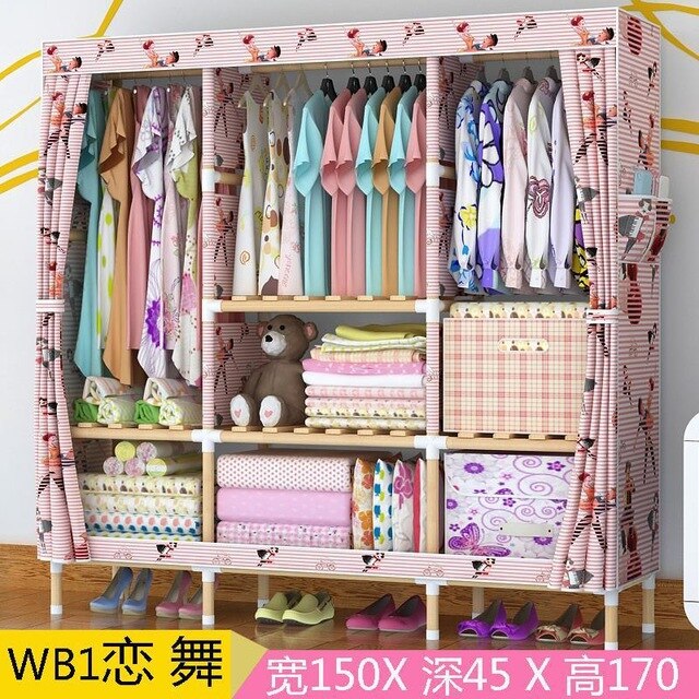Portable Double Hanger Assembly Adult Canvas Closet