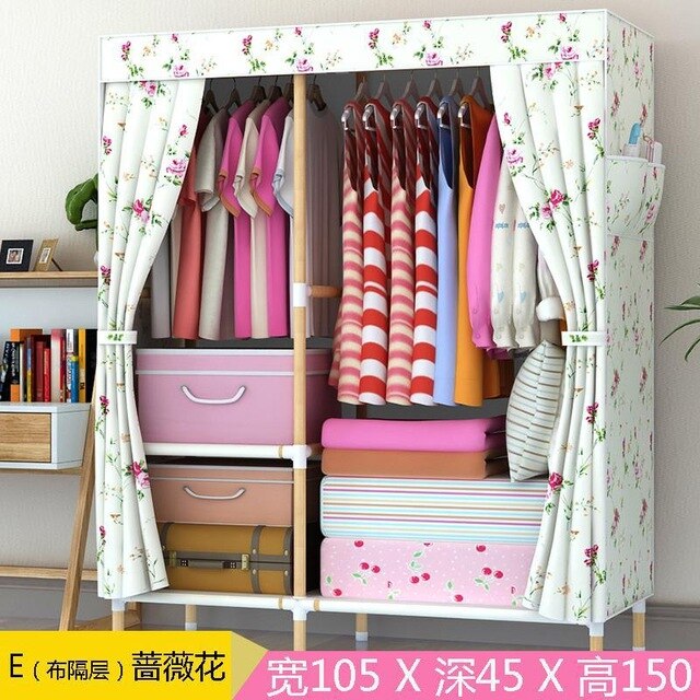 Portable Double Hanger Assembly Adult Canvas Closet