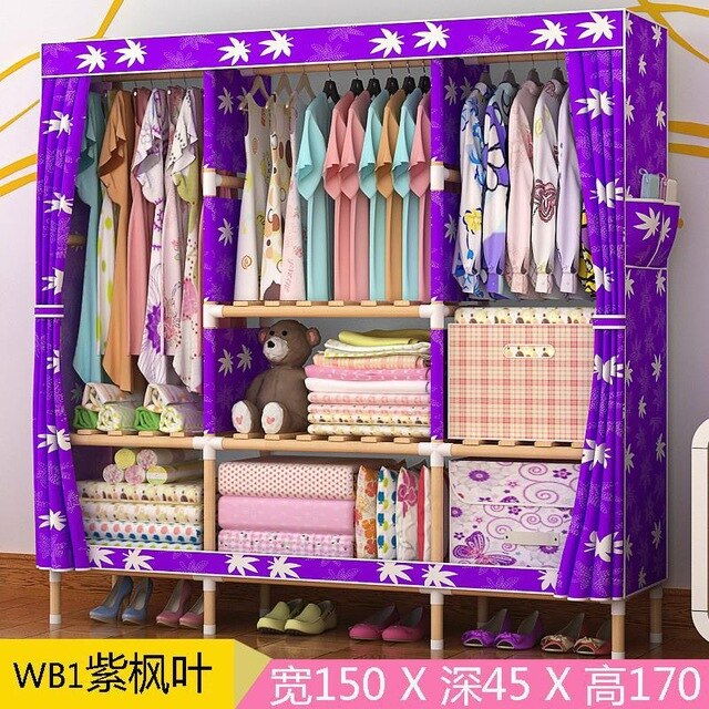 Portable Double Hanger Assembly Adult Canvas Closet