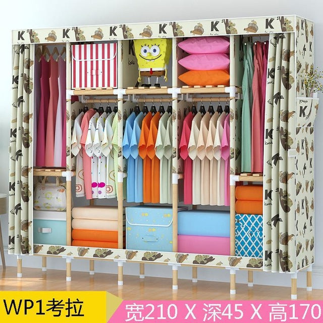 Portable Double Hanger Assembly Adult Canvas Closet